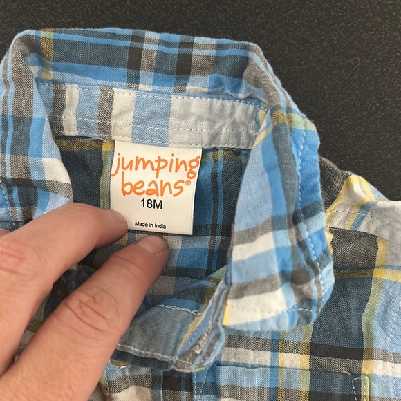 Jumping Beans Blue Button Down Shirt with Plaid Design - Picture 2 of 2